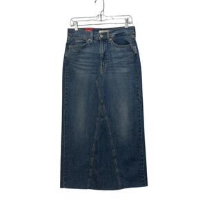 NWT LEVI STRAUSS Signature Denim Coll. Medium Wash MAXI Skirt 4/27 Back Slit NEW